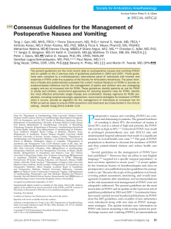 Consensus Guidelines for the Management of Postoperative Nausea and Vomiting