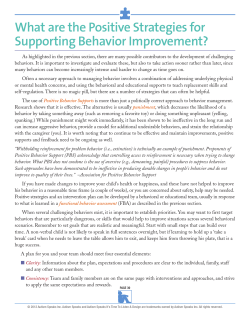 What are the Positive Strategies for Supporting Behavior Improvement?