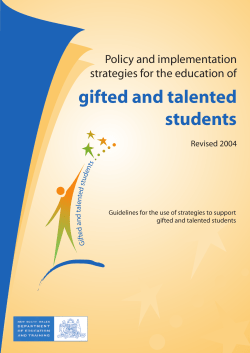 gifted and talented students Policy and implementation strategies for the education of