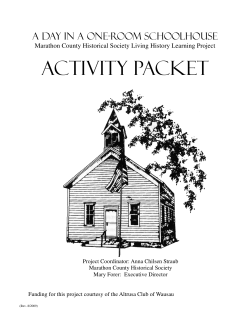 Activity Packet A Day in a One-Room Schoolhouse