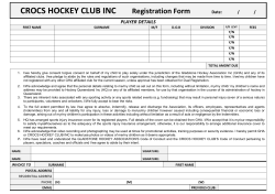 CROCS HOCKEY CLUB INC Registration Form PLAYER DETAILS