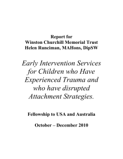 Early Intervention Services for Children who Have Experienced Trauma and