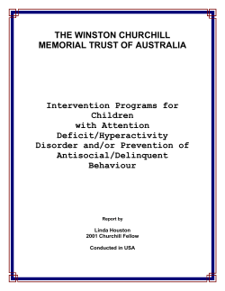 THE WINSTON CHURCHILL MEMORIAL TRUST OF AUSTRALIA Intervention Programs for Children