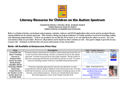 Literacy Resources for Children on the Autism Spectrum