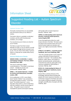 Information Sheet Suggested Reading List – Autism Spectrum Disorder