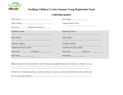 Seedlings Children’s Centre Summer Camp Registration Form Child Information