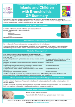 Infants and Children with Bronchiolitis GP Summary
