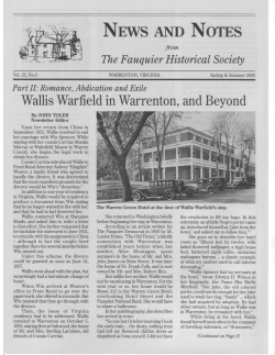 NEWS NOTEs Wallis Warfield in Warrenton, and Beyond AND