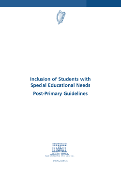 Inclusion of Students with Special Educational Needs Post-Primary Guidelines INSPECTORATE