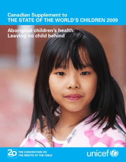 Canadian Supplement to THE STATE OF THE WORLD’S CHILDREN 2009