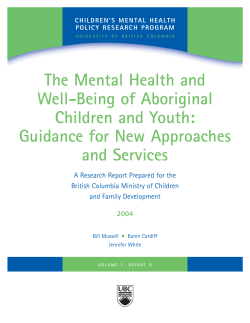 The Mental Health and Well-Being of Aboriginal Children and Youth: