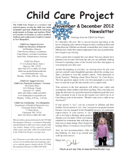 Child Care Project November &amp; December 2012