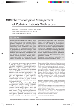 Pharmacological Management of Pediatric Patients With Sepsis