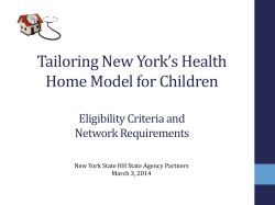 Tailoring New York’s Health Home Model for Children Eligibility Criteria and