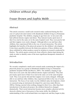 Children without play Fraser Brown and Sophie Webb Abstract