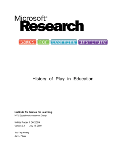 History of Play in Education  White Paper # 06/2009