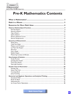 Pre-K Math ematics Contents
