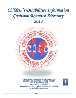 Children’s Disabilities Information Coalition Resource Directory 2013