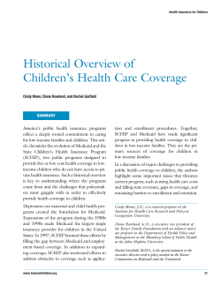 Historical Overview of Children’s Health Care Coverage