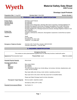 Material Safety Data Sheet ANSI Format  Dimetapp Liquid Products