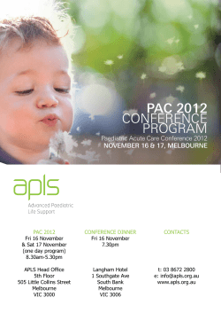 PAC 2012 ConferenCe ProGrAM Paediatric Acute Care Conference 2012