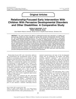 Relationship-Focused Early Intervention With Children With Pervasive Developmental Disorders
