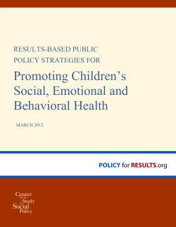 Promoting Children’s Social, Emotional and Behavioral Health
