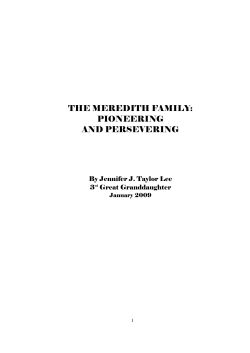 THE MEREDITH FAMILY: PIONEERING AND PERSEVERING