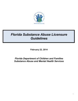 Florida Substance Abuse Licensure Guidelines  Florida Department of Children and Families