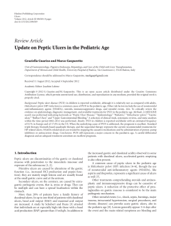 Review Article Update on Peptic Ulcers in the Pediatric Age
