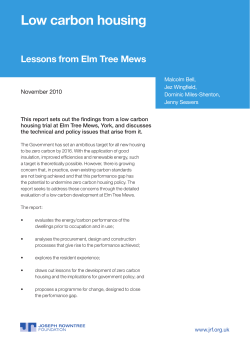 Low carbon housing Lessons from Elm Tree Mews November 2010