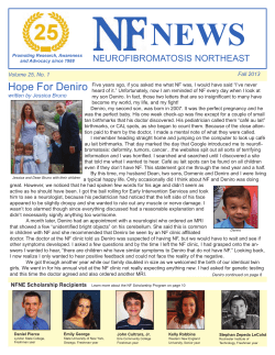 NEWS Hope For Deniro NEUROFIBROMATOSIS NORTHEAST Fall 2013