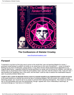 The Confessions of Aleister Crowley Forward
