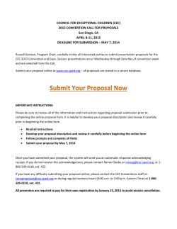 COUNCIL FOR EXCEPTIONAL CHILDREN (CEC) 2015 CONVENTION CALL FOR PROPOSALS