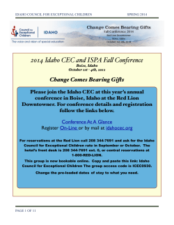 ! 2014 Idaho CEC and ISPA Fall Conference Change Comes Bearing Gifts