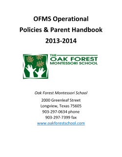 OFMS Operational Policies &amp; Parent Handbook 2013-2014