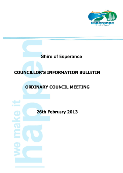 Shire of Esperance COUNCILLOR’S INFORMATION BULLETIN ORDINARY COUNCIL MEETING