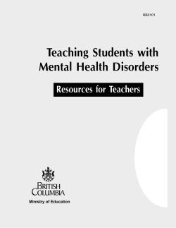 Teaching Students with Mental Health Disorders Resources for Teachers Ministry of Education