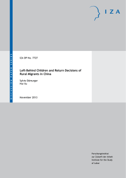 Left-Behind Children and Return Decisions of Rural Migrants in China Sylvie Démurger