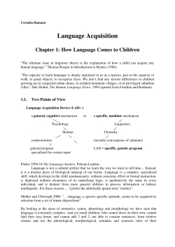 Language Acquisition Chapter 1: How Language Comes to Children