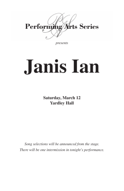 Janis Ian Performing Arts Series Saturday, March 12 Yardley Hall