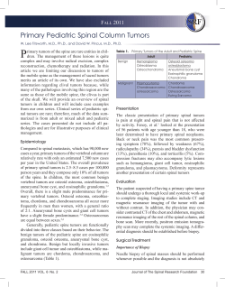 P Primary Pediatric Spinal Column Tumors F 2011