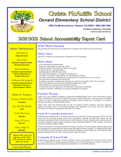 Christa McAuliffe School 2011-2012 School Accountability Report Card OESD Mission Statement District Administration