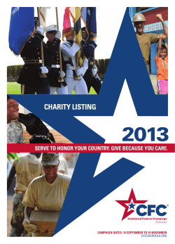 2013 CHARITY LISTING SERVE TO HONOR YOUR COUNTRY. GIVE BECAUSE YOU CARE.