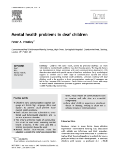 Mental health problems in deaf children Peter A. Hindley ARTICLE IN PRESS