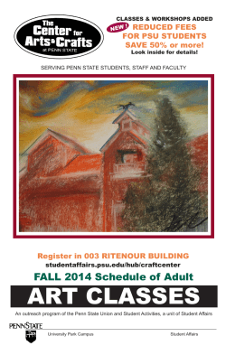 ART CLASSES FALL 2014 Schedule of Adult  REDUCED FEES