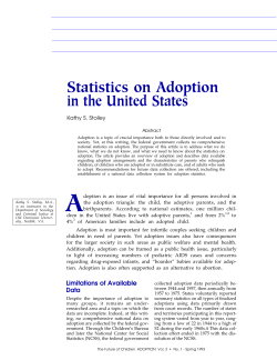 Statistics on Adoption in the United States Kathy S. Stolley