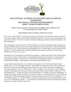 THE NATIONAL ACADEMY OF TELEVISION ARTS &amp; SCIENCES ANNOUNCES