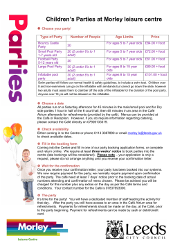 Children’s Parties at Morley leisure centre  Choose your party