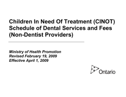 Children In Need Of Treatment (CINOT) (Non-Dentist Providers)